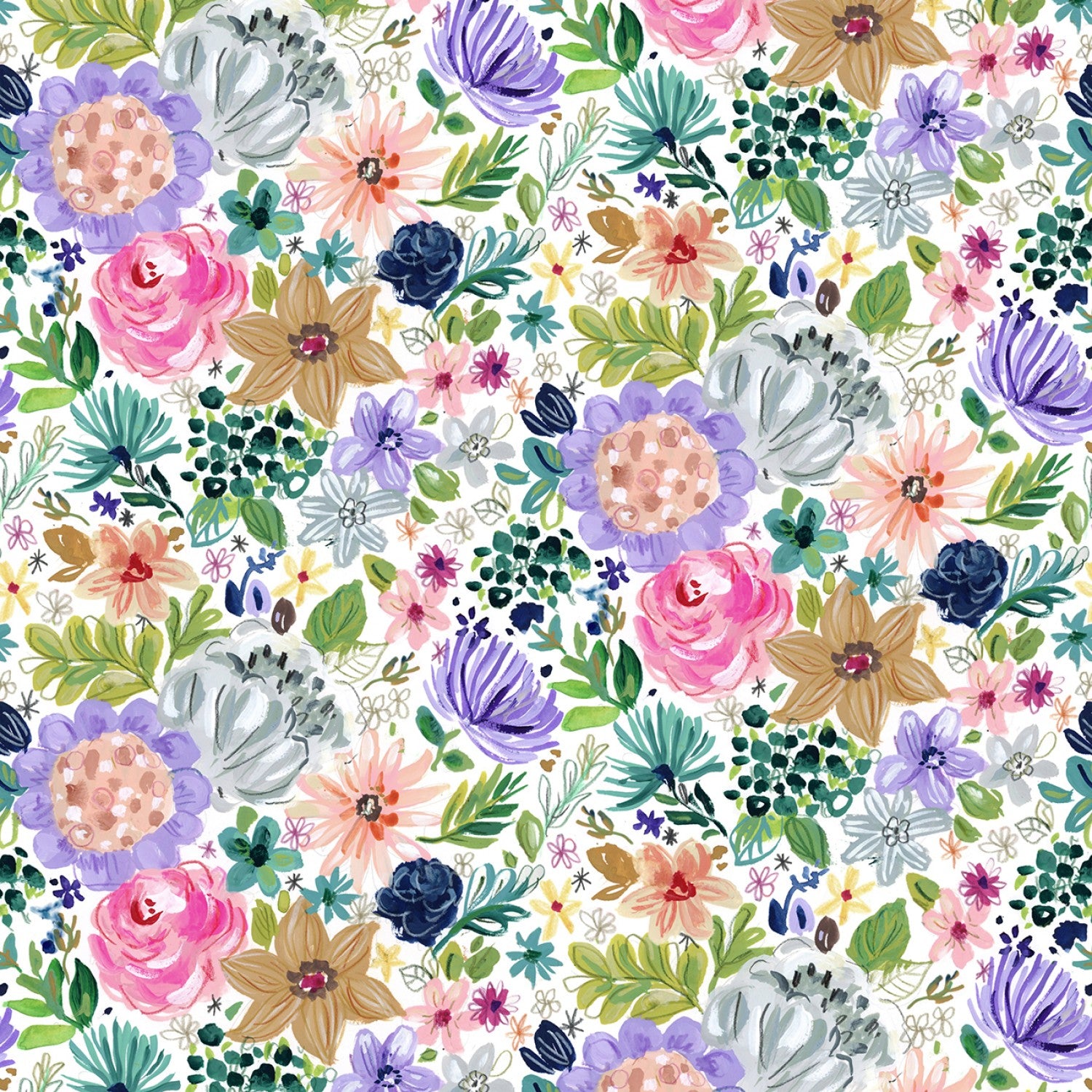 White Zodiac Floral Digitally Printed by August Wren for Dear Stella