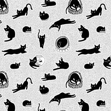 White Cats Chillin,  comes in half yard increments  Fabric - StoryQuilts.com