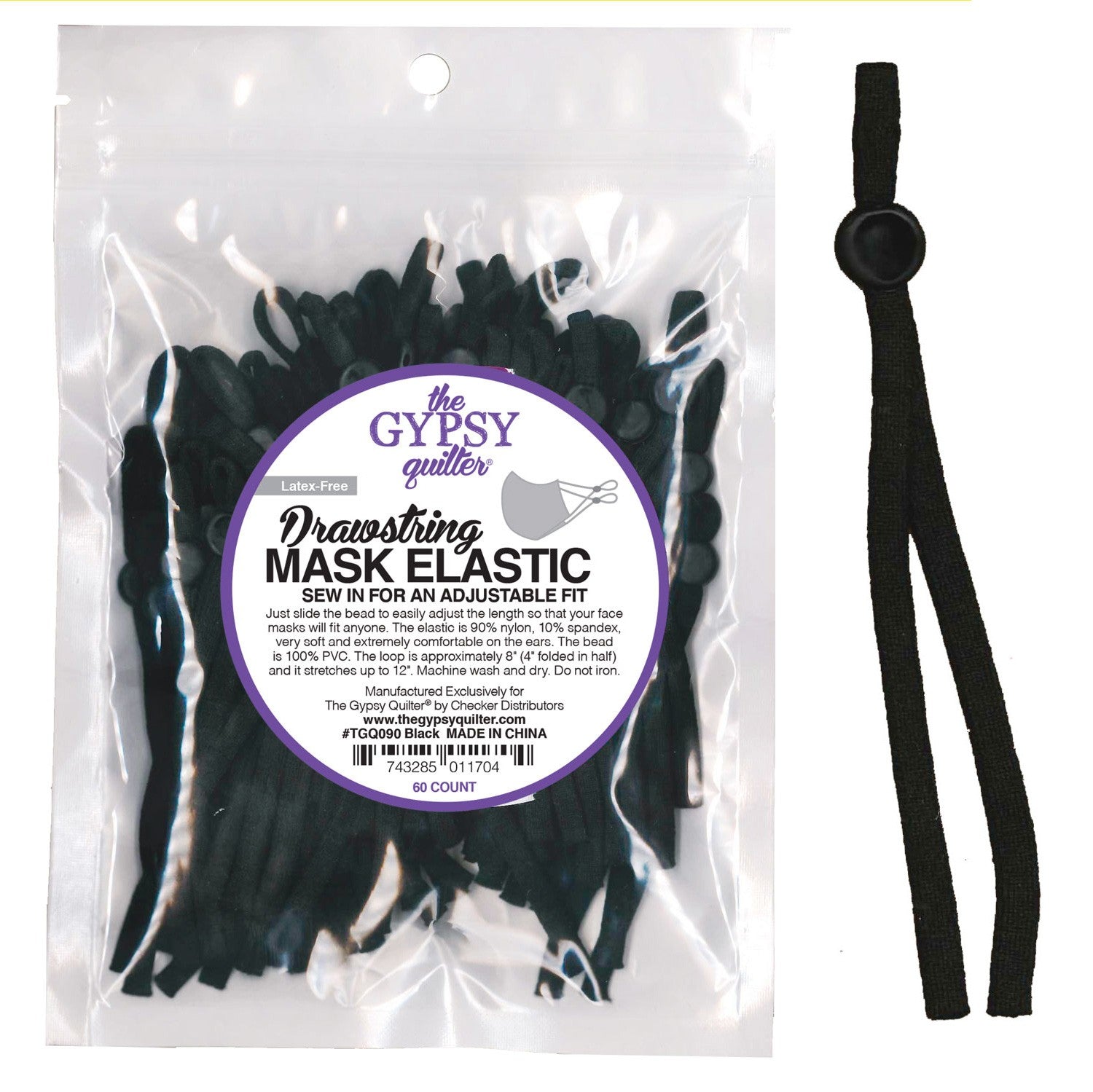 Drawstring Mask Elastic Black