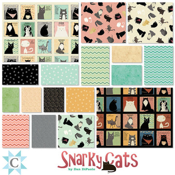 42 - 10 in Squares Snarky Cats  Fabric - StoryQuilts.com