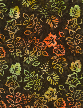 Timeless Treasures Nutmeg Tonga Batiks Foliage Batik  Fabric - StoryQuilts.com