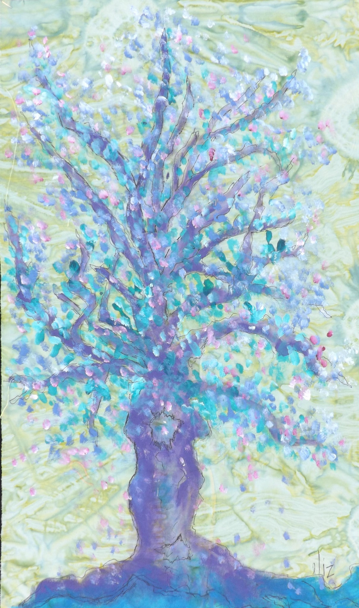 A Young Tree  Hand Painted - StoryQuilts.com