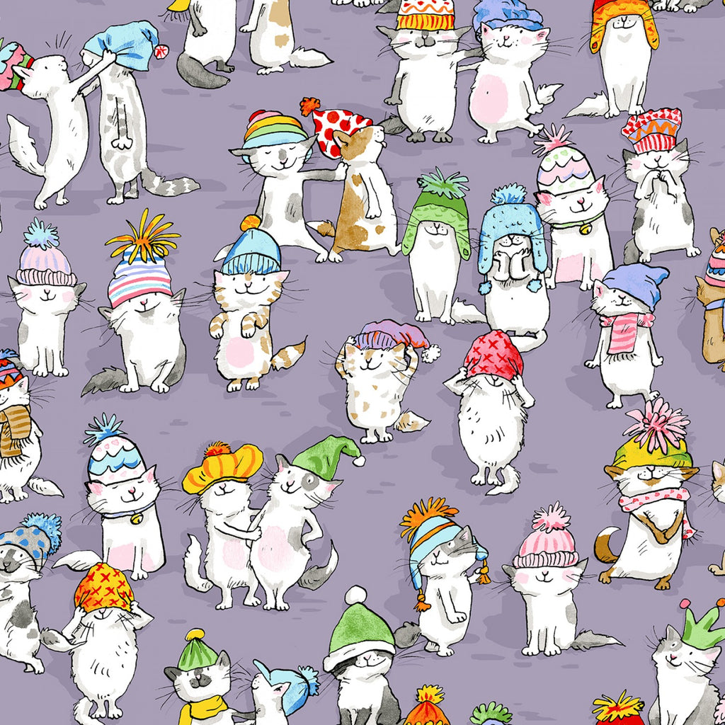 Purple Cats with Hats
