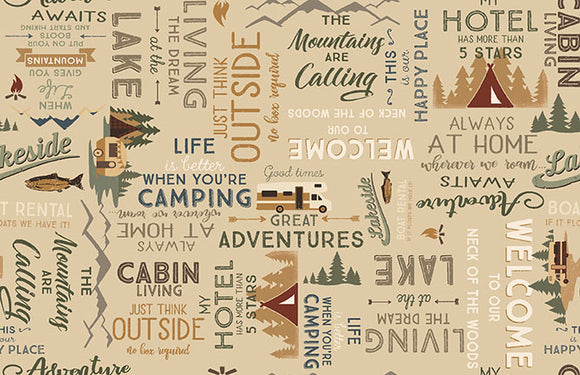 Living the Dream Affirmations Y3441-12 Khaki by Clothworks