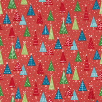 Snowed In Trees - Coral  Fabric - StoryQuilts.com