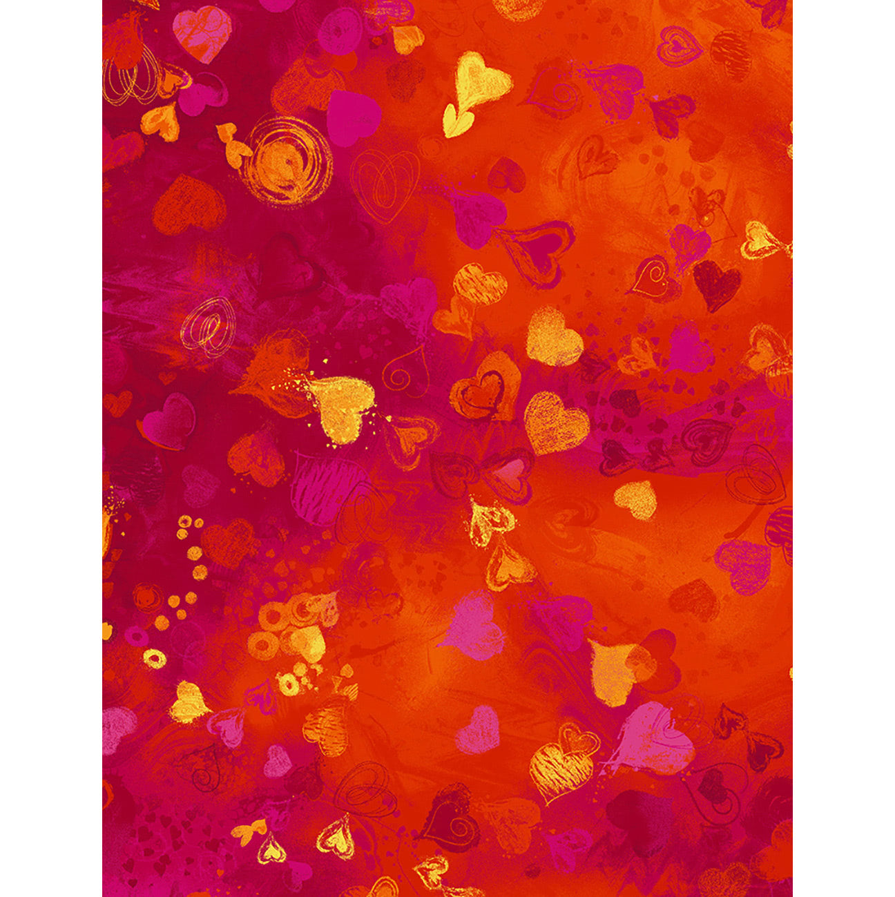 Bright Hearts Digitally Printed - Red