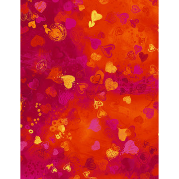 Bright Hearts Digitally Printed - Red  Fabric - StoryQuilts.com