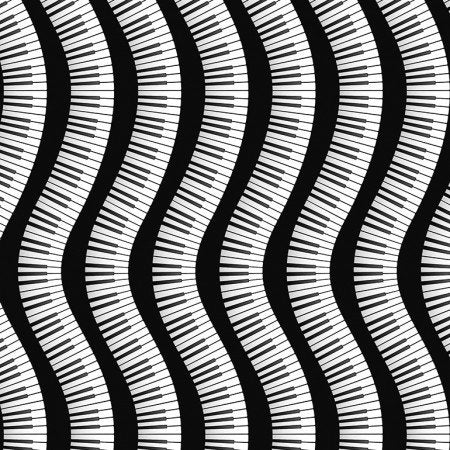Wavy Piano Keyboard,  sold in 1/2 yard increments