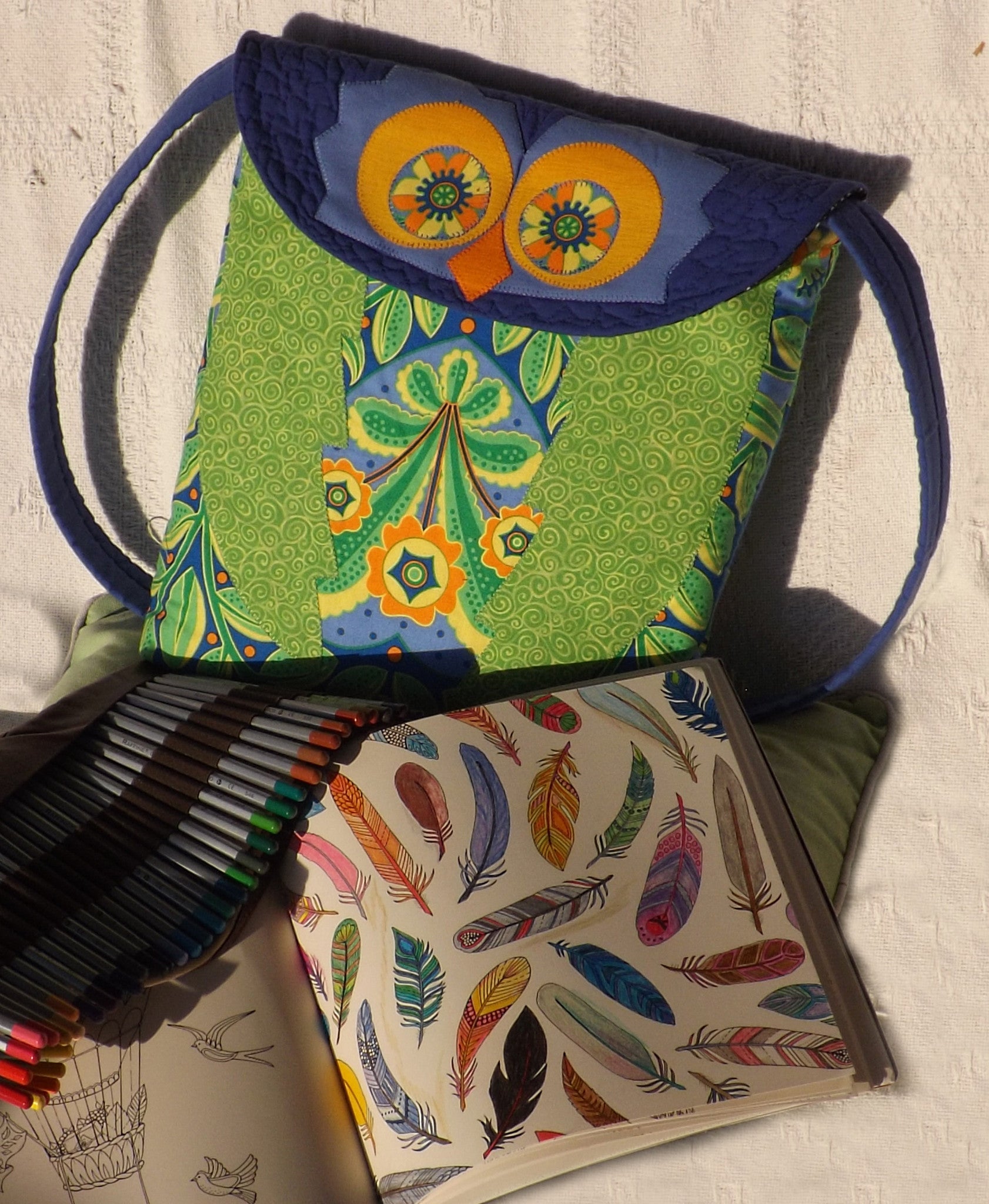 Owl Satchel - on the wild side  Pattern - StoryQuilts.com